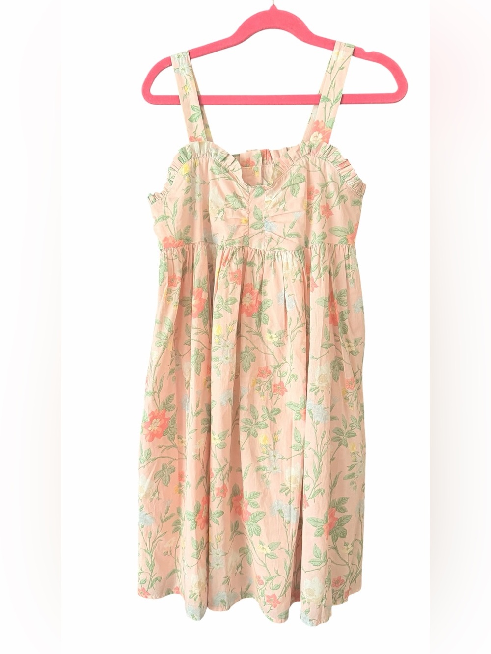 Janie and Jack Peach Floral Sleeveless Empire Waist Dress Size 12 NWT